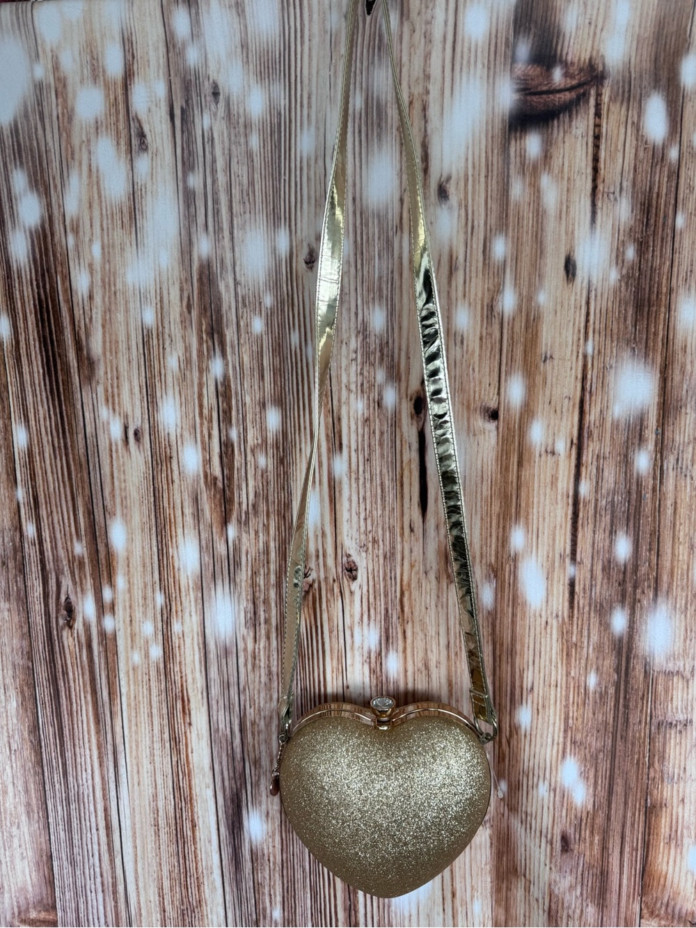 American Girl Heart-shaped Gold Glitter Purse